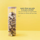 Kit 3 potes de vidro 2,1L tampa de bambu herméticos redondos