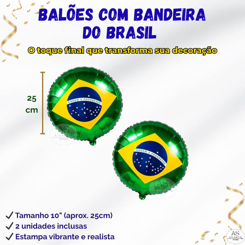 Kit Decoração Brasil Copa 2026 Balões + Cortina Metalizada + Camisa Balão + Estrelas Futebol